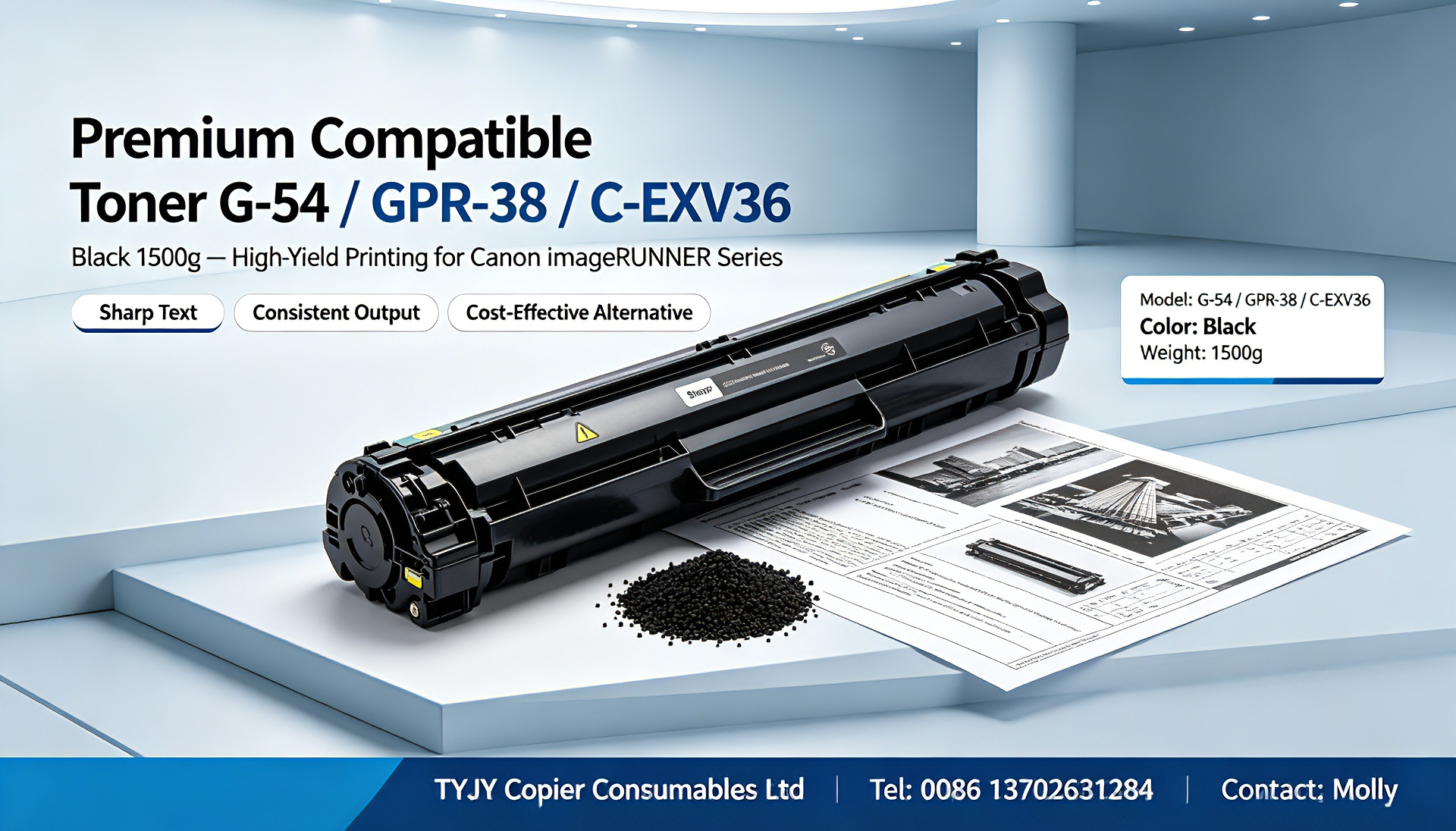 Laatste bedrijfsblogs Premium Compatible Toner G-54 / GPR-38 / C-EXV36, Black 1500g | High-Yield Toner Cartridge for Canon imageRUNNER 6055, 6