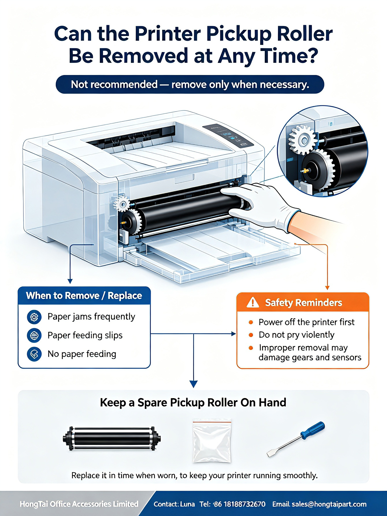 Laatste bedrijfsblogs Can Printer Pickup Roller Be Removed At Any Time? Maintenance Guide