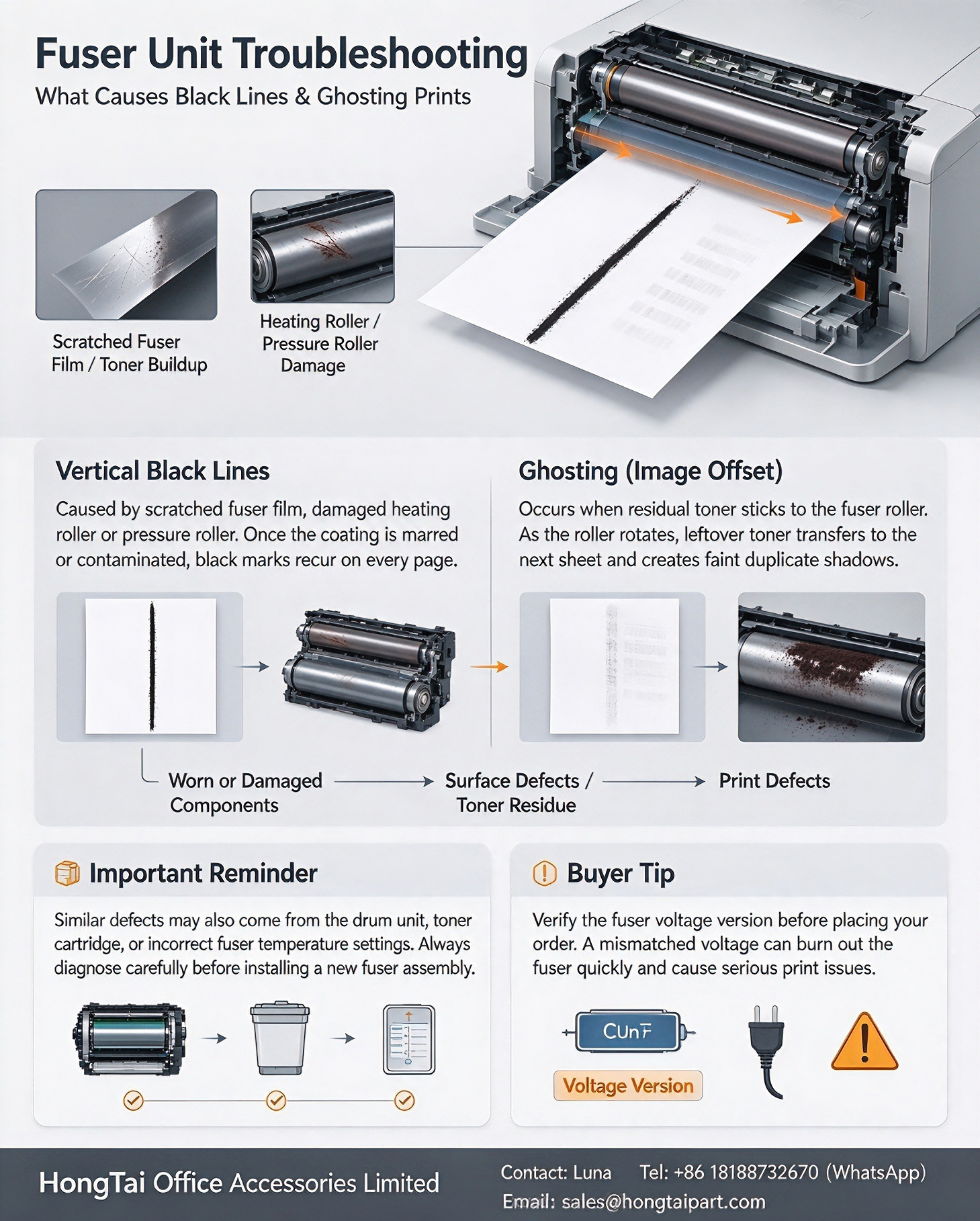Laatste bedrijfsblogs Fuser Unit Troubleshooting: What Causes Vertical Black Lines & Ghosting on Laser Prints
